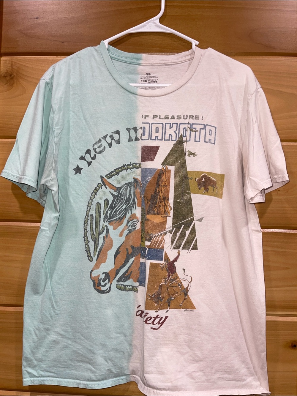 Graphic Short Sleeve Tee - Light Mint & White - Dakota Print